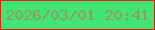 文字の大きさ：1、枠の色：e72005、背景の色：41e576、文字の色：999857 無料ブログパーツのブログ時計