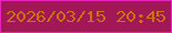 文字の大きさ：1、枠の色：e723b8、背景の色：a21755、文字の色：ca730d 無料ブログパーツのブログ時計
