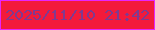 文字の大きさ：5、枠の色：e725fb、背景の色：f31a3b、文字の色：803990 無料ブログパーツのブログ時計
