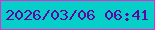 文字の大きさ：1、枠の色：e72bcb、背景の色：06cfc9、文字の色：5e05a2 無料ブログパーツのブログ時計