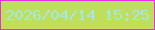 文字の大きさ：1、枠の色：e72fe1、背景の色：c0dd5b、文字の色：a1eae6 無料ブログパーツのブログ時計