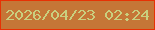 文字の大きさ：3、枠の色：e73104、背景の色：c57637、文字の色：c9cf7f 無料ブログパーツのブログ時計