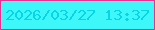 文字の大きさ：1、枠の色：e73190、背景の色：3df7f9、文字の色：07d5e5 無料ブログパーツのブログ時計