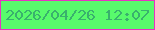 文字の大きさ：1、枠の色：e732c2、背景の色：58fa6c、文字の色：39b16d 無料ブログパーツのブログ時計