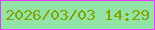 文字の大きさ：1、枠の色：e73afe、背景の色：93e2a6、文字の色：81a400 無料ブログパーツのブログ時計