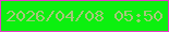 文字の大きさ：5、枠の色：e73bc9、背景の色：0cf00f、文字の色：a6c879 無料ブログパーツのブログ時計