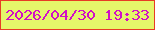 文字の大きさ：1、枠の色：e73c25、背景の色：e5f66a、文字の色：d110c6 無料ブログパーツのブログ時計