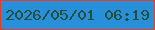 文字の大きさ：5、枠の色：e73c28、背景の色：288fdb、文字の色：274e38 無料ブログパーツのブログ時計