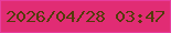 文字の大きさ：3、枠の色：e73d9e、背景の色：e12c74、文字の色：523b09 無料ブログパーツのブログ時計