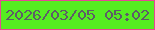 文字の大きさ：3、枠の色：e74695、背景の色：55ed21、文字の色：5d5d67 無料ブログパーツのブログ時計