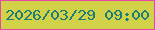 文字の大きさ：2、枠の色：e746a8、背景の色：d1d247、文字の色：1b7d76 無料ブログパーツのブログ時計