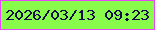 文字の大きさ：2、枠の色：e746fa、背景の色：88fb4b、文字の色：130e44 無料ブログパーツのブログ時計