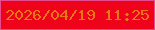 文字の大きさ：1、枠の色：e74a8d、背景の色：ef031b、文字の色：eb7615 無料ブログパーツのブログ時計