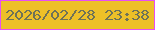 文字の大きさ：5、枠の色：e74ef3、背景の色：edc028、文字の色：6e7257 無料ブログパーツのブログ時計