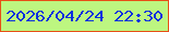 文字の大きさ：2、枠の色：e74f16、背景の色：bdf680、文字の色：0a31df 無料ブログパーツのブログ時計
