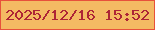 文字の大きさ：4、枠の色：e7513b、背景の色：f4ba63、文字の色：ad2536 無料ブログパーツのブログ時計