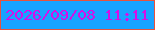 文字の大きさ：5、枠の色：e7523c、背景の色：18a3ff、文字の色：d50fe8 無料ブログパーツのブログ時計