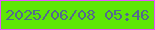 文字の大きさ：4、枠の色：e753ff、背景の色：5ee706、文字の色：546a8d 無料ブログパーツのブログ時計