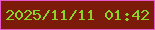 文字の大きさ：4、枠の色：e756cb、背景の色：7d1b0a、文字の色：8bd42a 無料ブログパーツのブログ時計