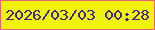 文字の大きさ：2、枠の色：e76477、背景の色：f1f20b、文字の色：402688 無料ブログパーツのブログ時計
