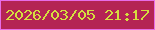 文字の大きさ：5、枠の色：e76de7、背景の色：b42454、文字の色：d5df3f 無料ブログパーツのブログ時計