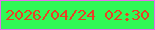 文字の大きさ：4、枠の色：e76eee、背景の色：31f856、文字の色：e94025 無料ブログパーツのブログ時計