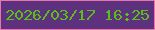 文字の大きさ：3、枠の色：e776ab、背景の色：5e317e、文字の色：58c118 無料ブログパーツのブログ時計
