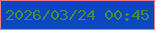 文字の大きさ：2、枠の色：e77c84、背景の色：0b47be、文字の色：498a3b 無料ブログパーツのブログ時計