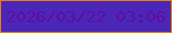 文字の大きさ：1、枠の色：e77f0b、背景の色：4a27b8、文字の色：600c9d 無料ブログパーツのブログ時計