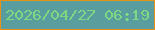 文字の大きさ：3、枠の色：e79117、背景の色：5a9d9e、文字の色：7cd882 無料ブログパーツのブログ時計