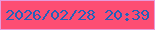 文字の大きさ：4、枠の色：e79bda、背景の色：fd4d73、文字の色：2661ba 無料ブログパーツのブログ時計