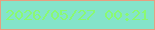 文字の大きさ：2、枠の色：e79f81、背景の色：84e4ca、文字の色：8af972 無料ブログパーツのブログ時計