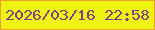 文字の大きさ：1、枠の色：e7a029、背景の色：eff310、文字の色：7f4085 無料ブログパーツのブログ時計