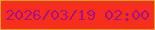 文字の大きさ：4、枠の色：e7a02a、背景の色：f82e1d、文字の色：aa0f83 無料ブログパーツのブログ時計