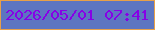 文字の大きさ：1、枠の色：e7a049、背景の色：5d75c1、文字の色：8701e6 無料ブログパーツのブログ時計