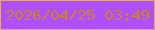 文字の大きさ：2、枠の色：e7a194、背景の色：af4ffa、文字の色：ca832f 無料ブログパーツのブログ時計