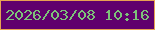 文字の大きさ：5、枠の色：e7a252、背景の色：60006d、文字の色：7dc279 無料ブログパーツのブログ時計