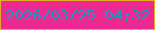 文字の大きさ：2、枠の色：e7aa28、背景の色：ec2991、文字の色：149cbf 無料ブログパーツのブログ時計