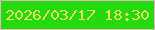 文字の大きさ：1、枠の色：e7b4c0、背景の色：22da0c、文字の色：e7df69 無料ブログパーツのブログ時計