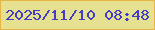 文字の大きさ：3、枠の色：e7b545、背景の色：e6e190、文字の色：413ec5 無料ブログパーツのブログ時計