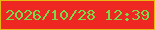 文字の大きさ：1、枠の色：e7b712、背景の色：ef2723、文字の色：78db4b 無料ブログパーツのブログ時計