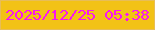 文字の大きさ：4、枠の色：e7bd58、背景の色：f2c216、文字の色：f917f0 無料ブログパーツのブログ時計