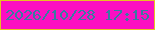 文字の大きさ：4、枠の色：e7c122、背景の色：fc0fc2、文字の色：397ca1 無料ブログパーツのブログ時計