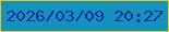 文字の大きさ：3、枠の色：e7c625、背景の色：1592bb、文字の色：0731a3 無料ブログパーツのブログ時計