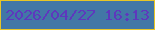 文字の大きさ：5、枠の色：e7c627、背景の色：4277a6、文字の色：5e38bd 無料ブログパーツのブログ時計