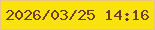 文字の大きさ：1、枠の色：e7c688、背景の色：f9e20e、文字の色：713f26 無料ブログパーツのブログ時計