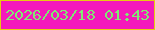 文字の大きさ：3、枠の色：e7cb10、背景の色：f419bb、文字の色：7feb73 無料ブログパーツのブログ時計