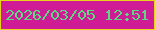 文字の大きさ：4、枠の色：e7d41b、背景の色：cf1b95、文字の色：5cda82 無料ブログパーツのブログ時計