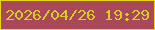 文字の大きさ：4、枠の色：e7d51d、背景の色：a94858、文字の色：d9cc28 無料ブログパーツのブログ時計