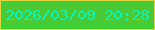 文字の大きさ：1、枠の色：e7d535、背景の色：49c934、文字の色：01f6c0 無料ブログパーツのブログ時計